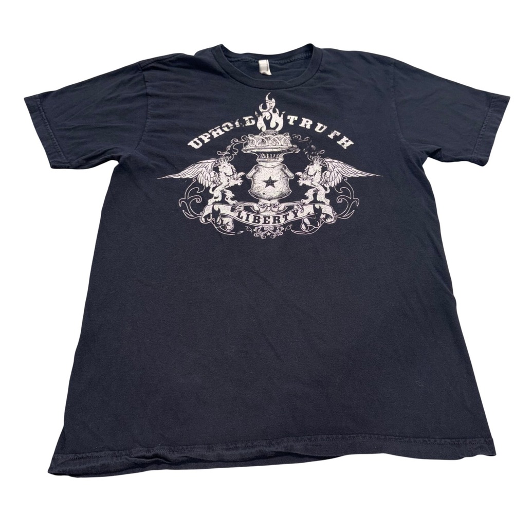 Graphic T-Shirt Mens M Black Uphold Truth Liberty Impact American Apparel